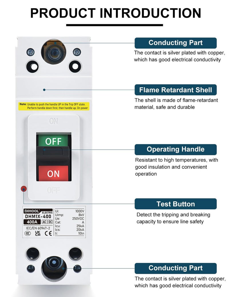 DIHOOL 400 Amp Heavy Duty Battery Disconnect Switch, DC Circuit Breaker for Car Audio RV Marine Boat Truck Trolling Motors - Image 4
